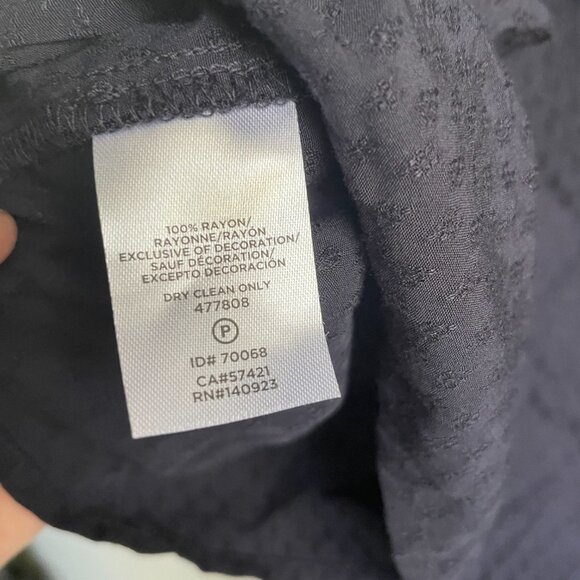 LOFT Navy Blue Jacquard Cutout Peplum Blouse - Size Small - Picture 5 of 7